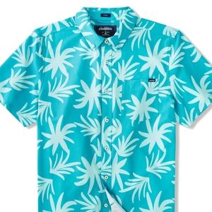 New Chubbies The Madness Performance Friday Button Down Aqua Golf Shirt